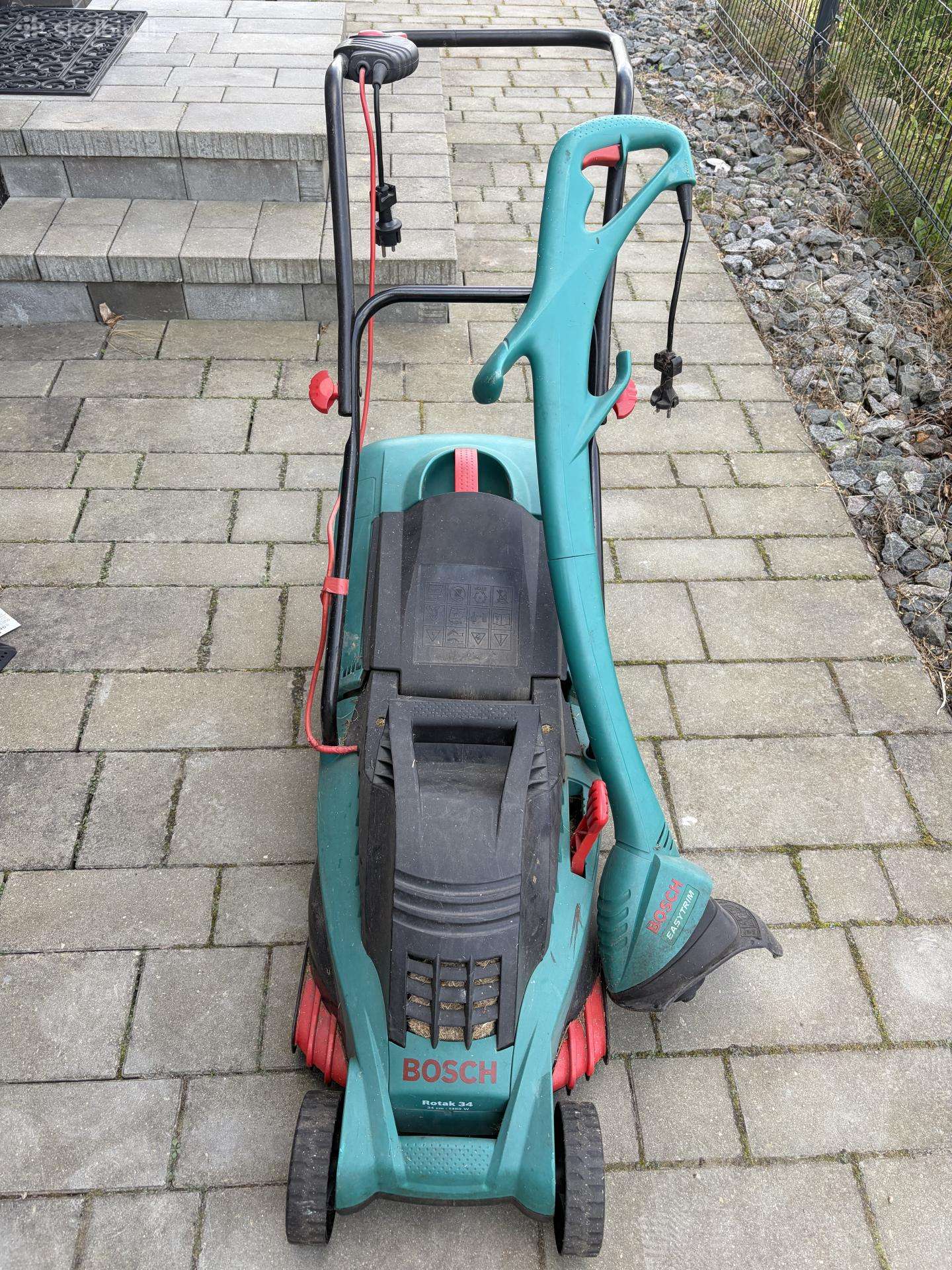 Parduodama Bosch elektrinė vejapjovė ir trimeris