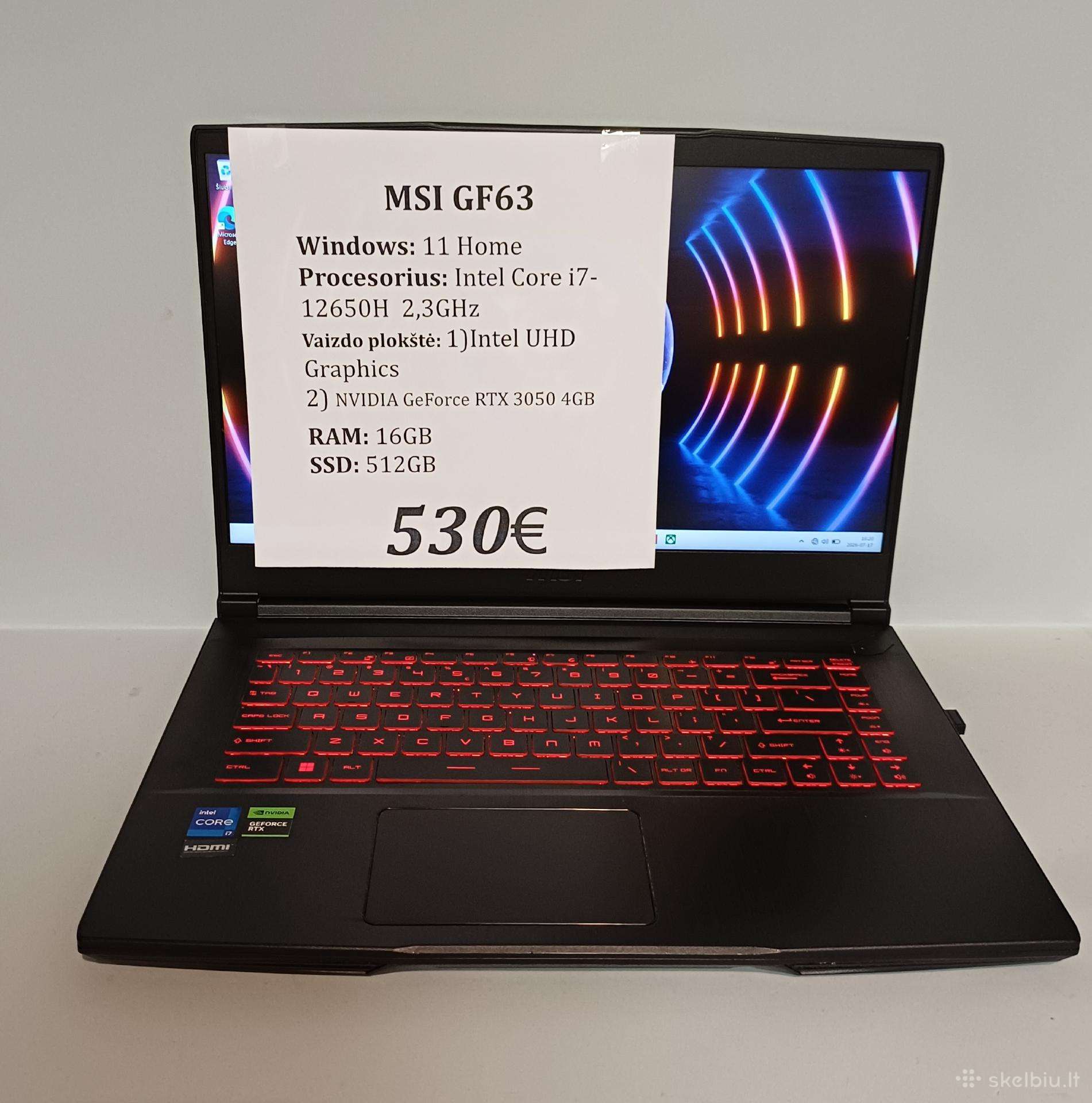 Msi gf63 kompiuteris Siunčiame