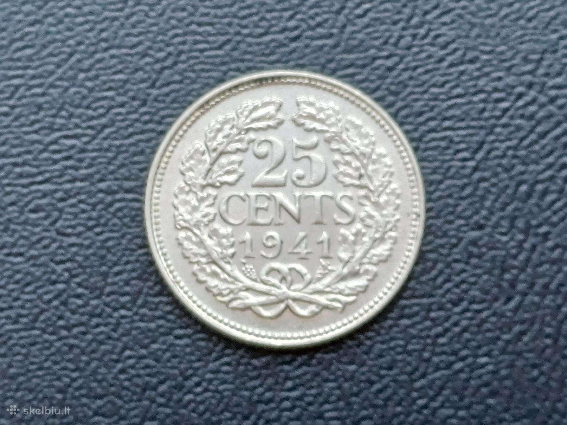 25 centai 1941m. Nyderlandai sidabras