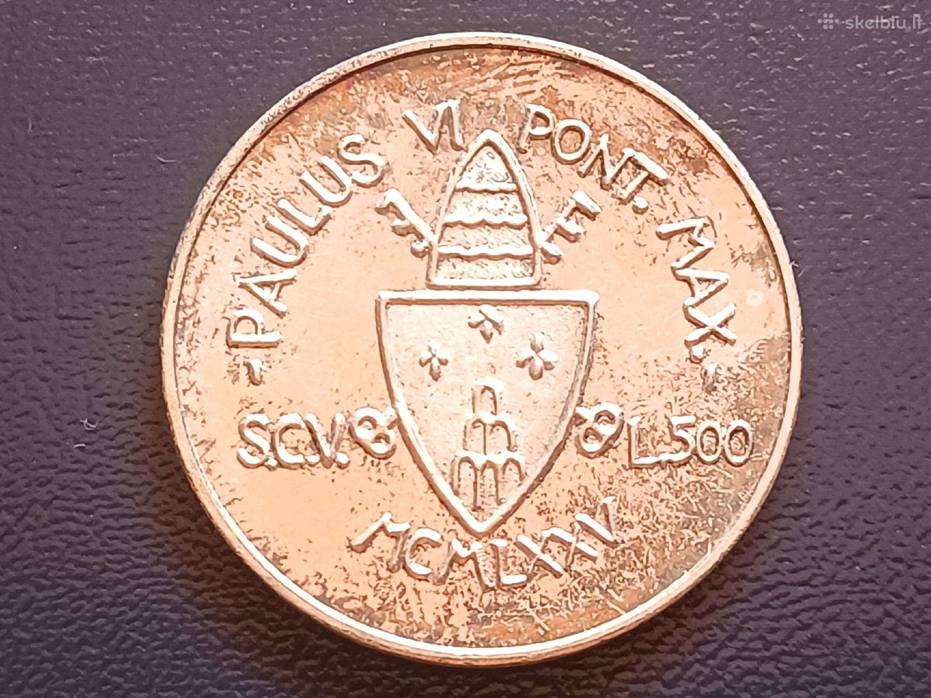 500 lirų 1975m. Vatikanas sidabras unc.