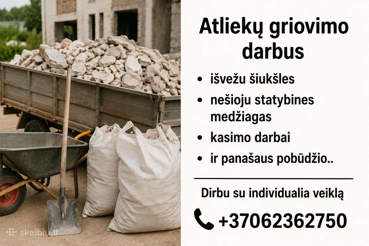 Griovimo darbai, išvežimas ir kiti darbai
