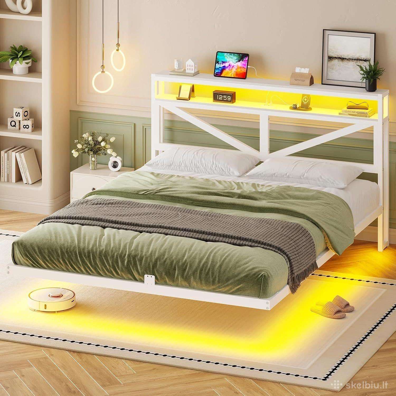 Dvigulė lova 160/200 cm su LED apšvietimu