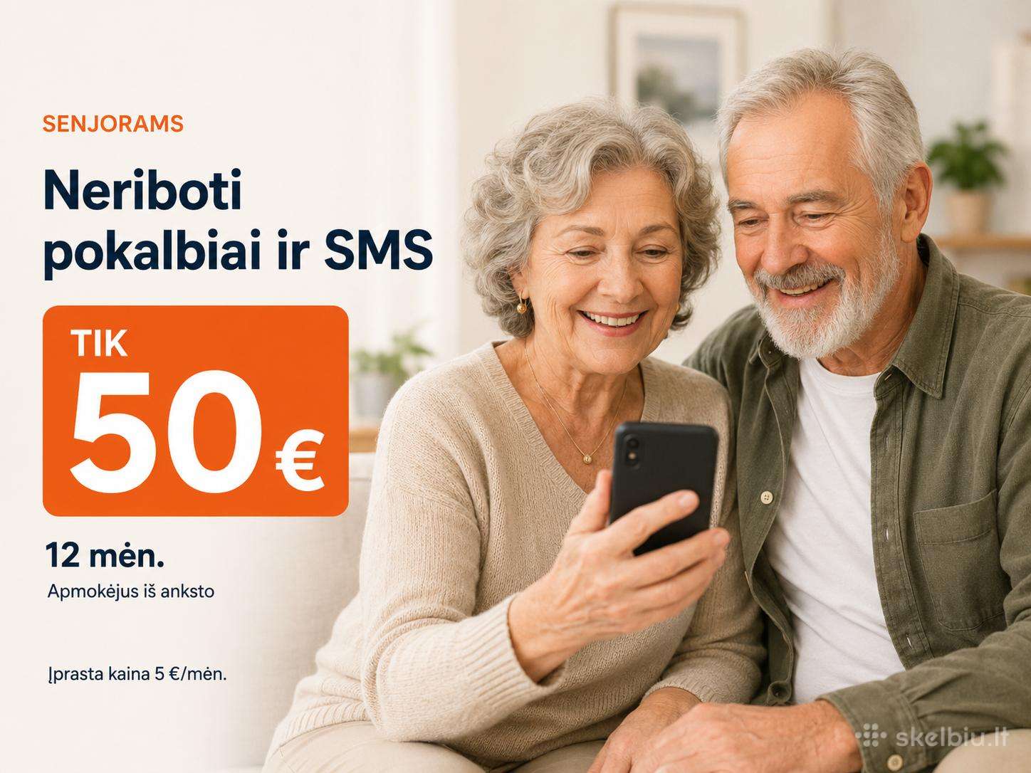 Senjorams pokalbiai ir Sms visus metus tik už 50€
