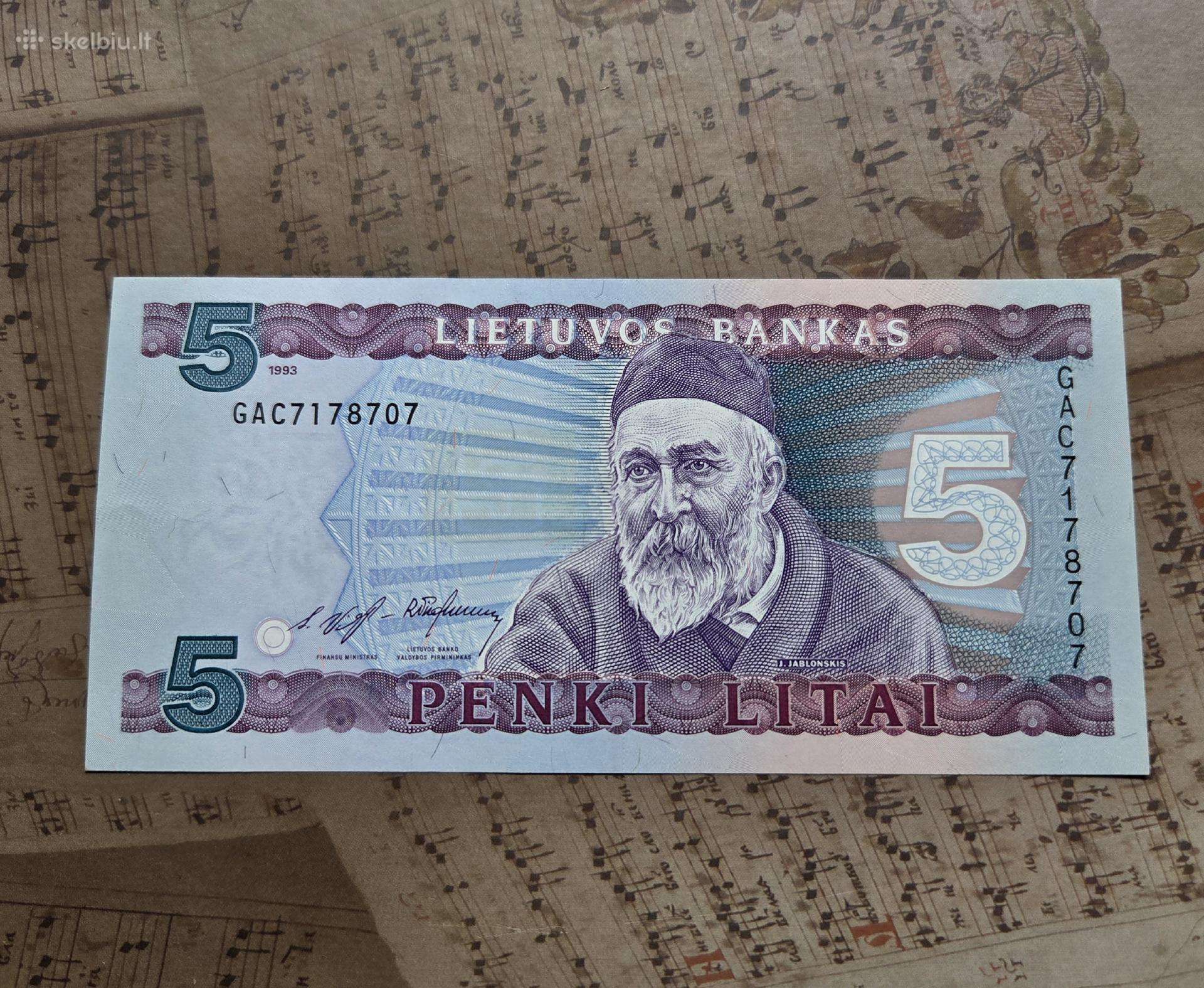 5 litai 1993 Lietuva - unc