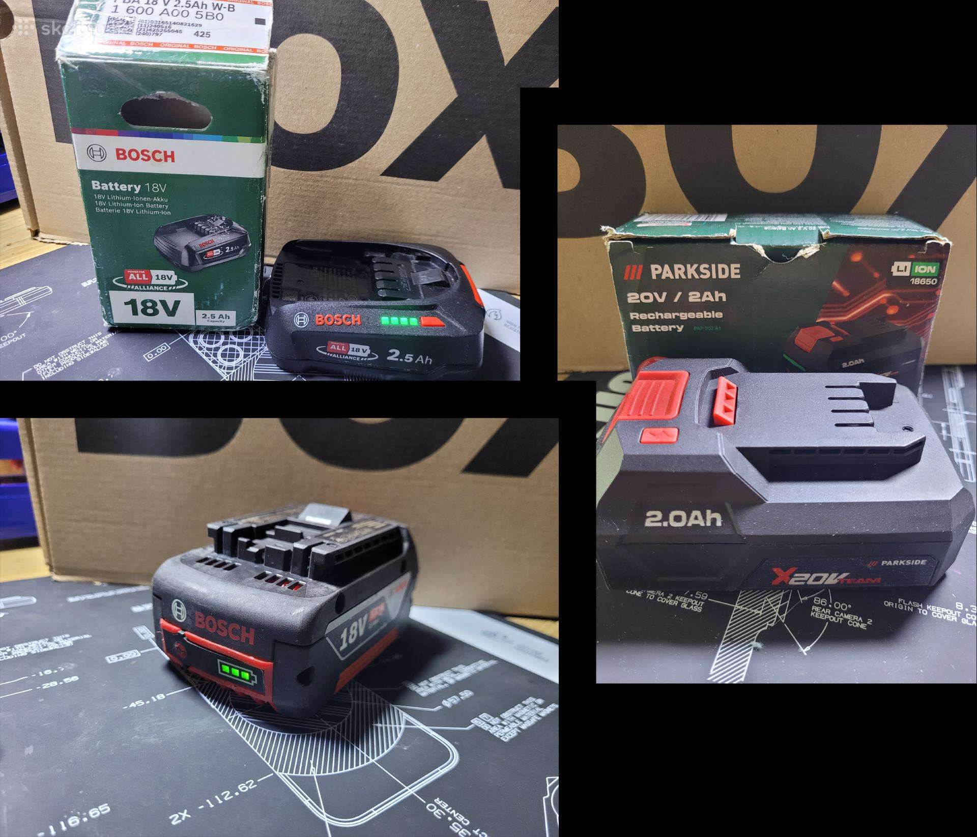 Bosch ir Parkside baterijos