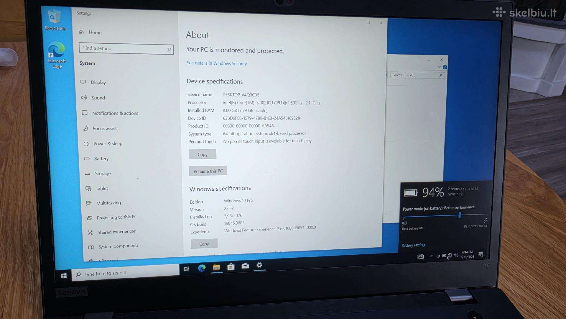 Lenovo Thinkpad T15 i5 su defektu