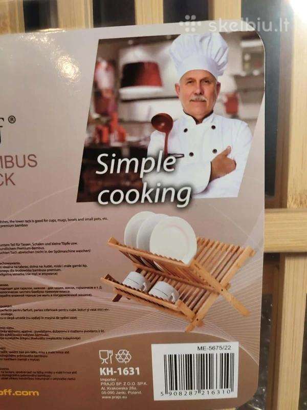 Sulankstoma bambukinė indų džiovyklė / stovas