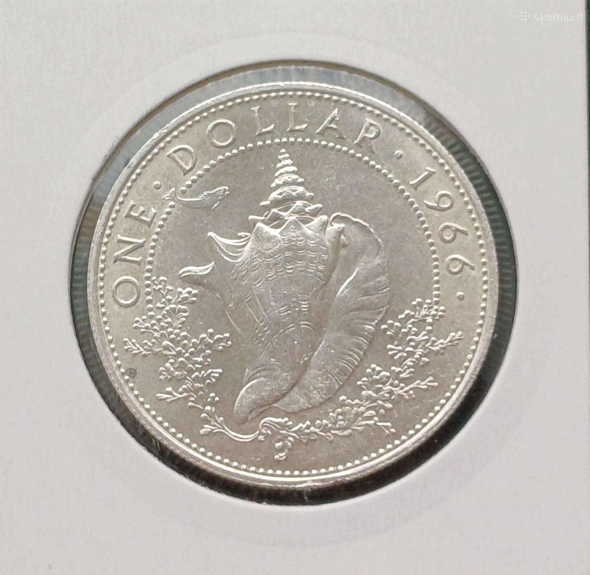 1 doleris 1966m. Bahamai sidabras unc.