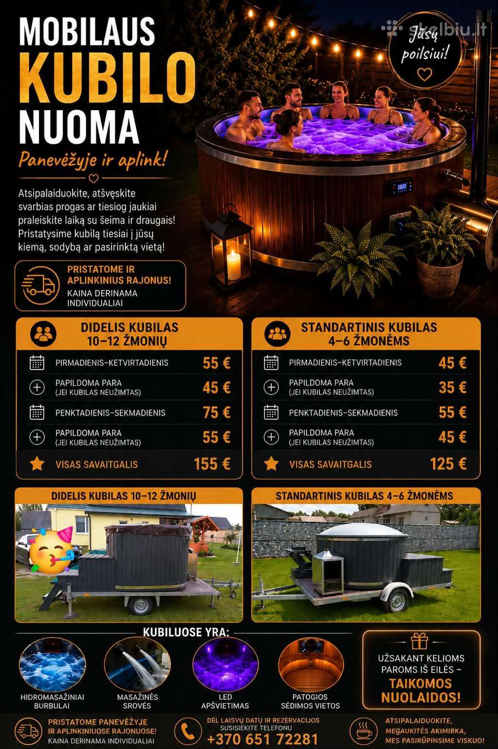 Mobilaus kubilo nuoma
