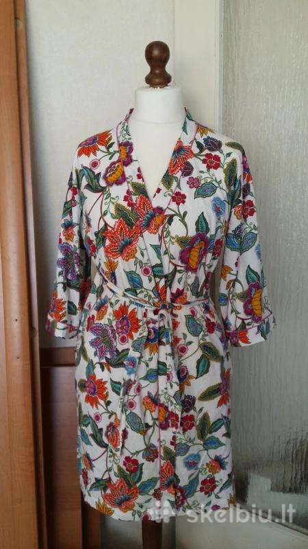 Moteriskas geletas medvilninis chalatukas / kimono