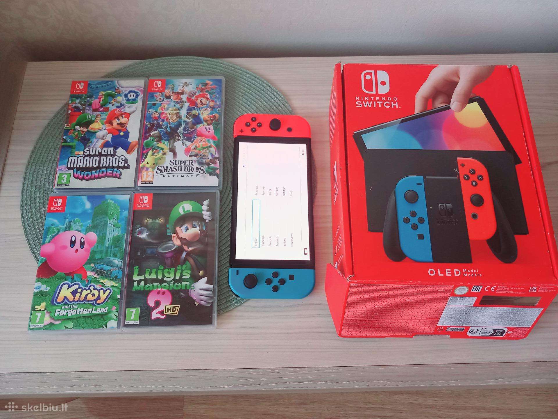 Switch oled + 4 žaidimai + 128gb