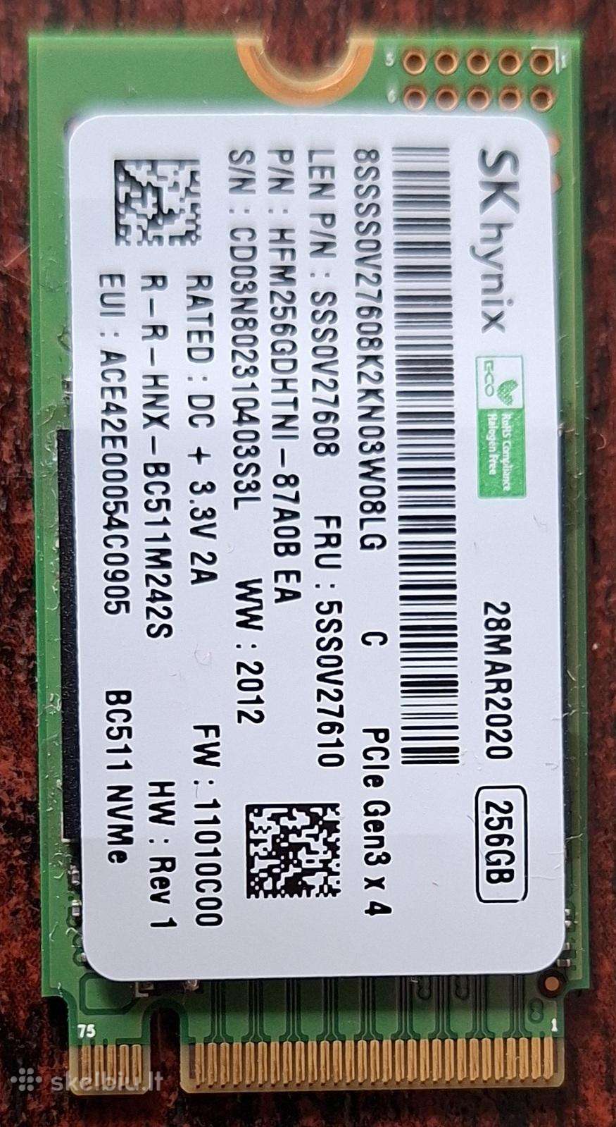 SSD Diskas 256 GB M2 2242 Nvme Pcie 3.0