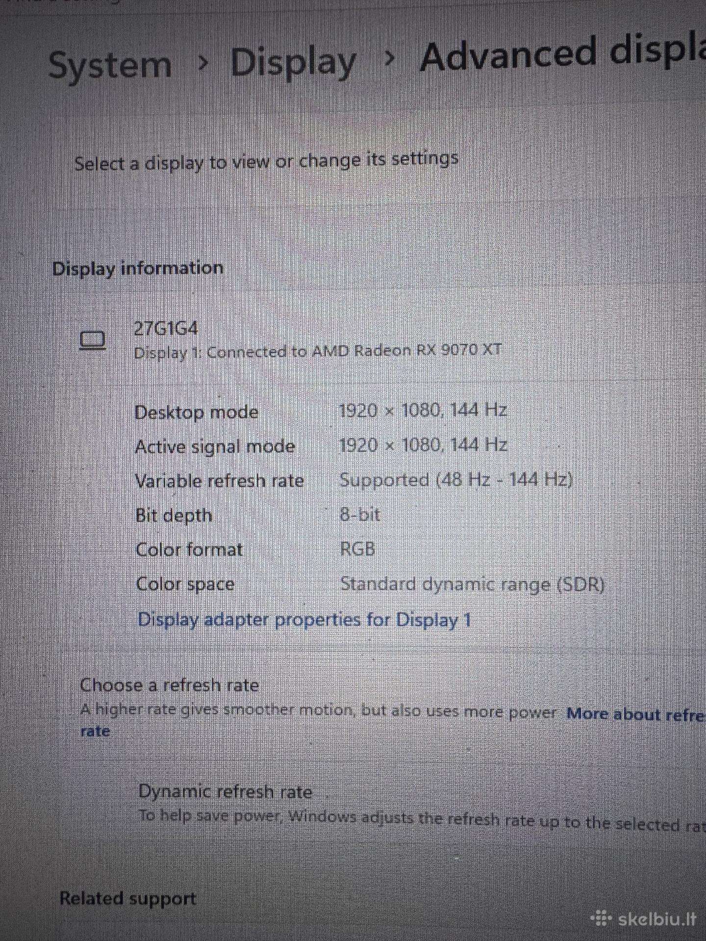 Aoc C27g1 Fhd 144hz lenktas