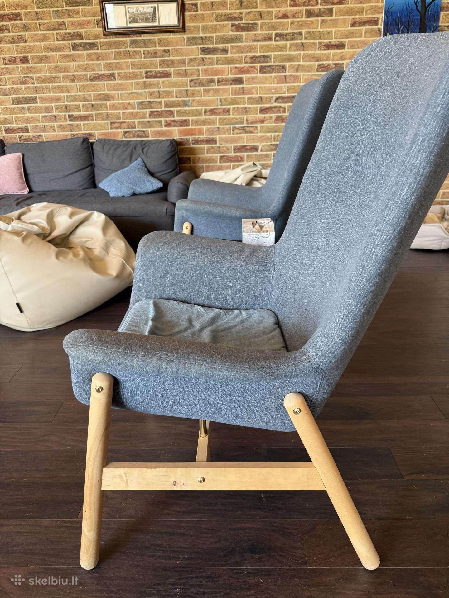 2 vnt. Pilkas krėslas Ikea