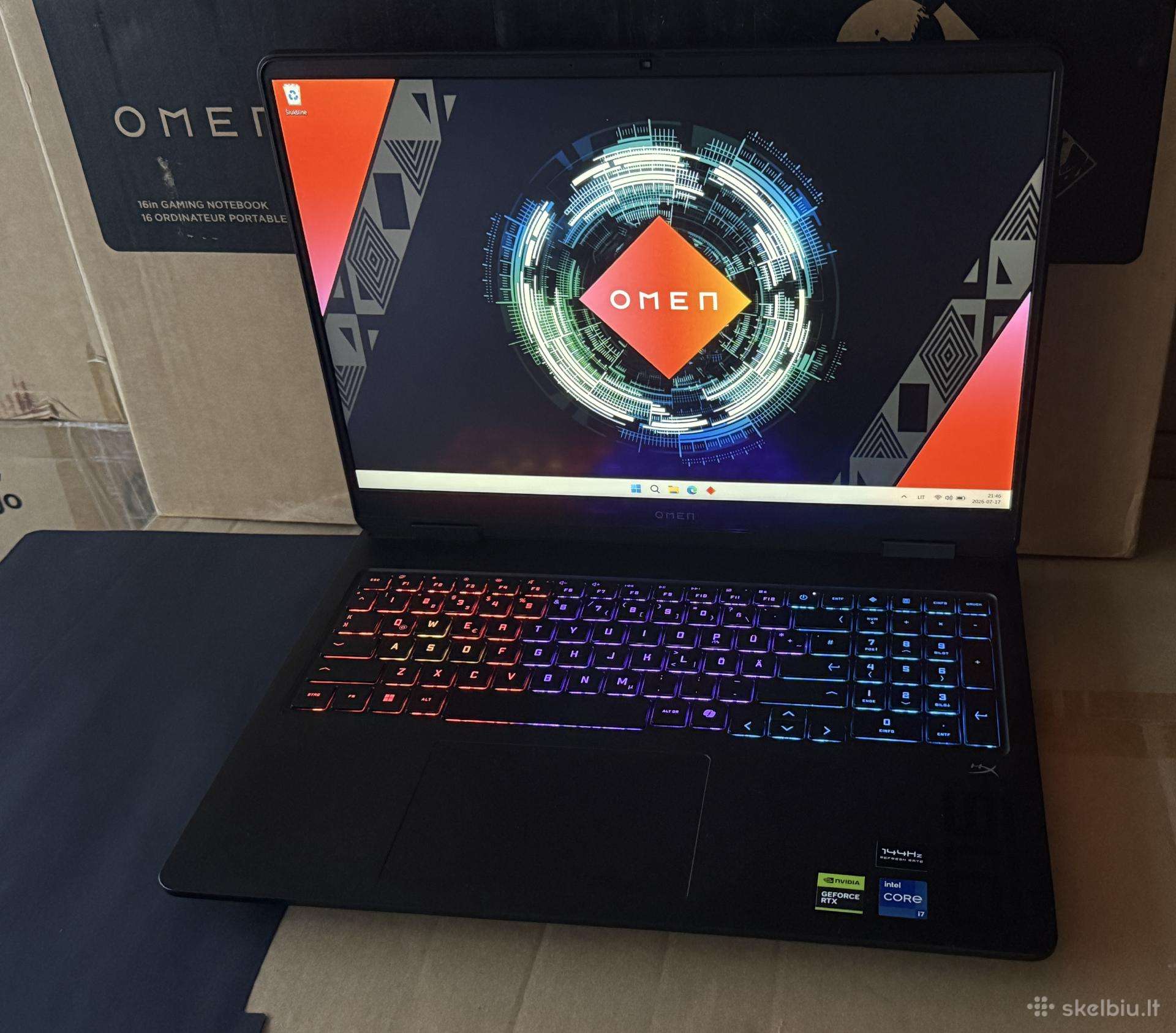 Hp Omen 16 32 RAM nešiojamas su Rtx5060