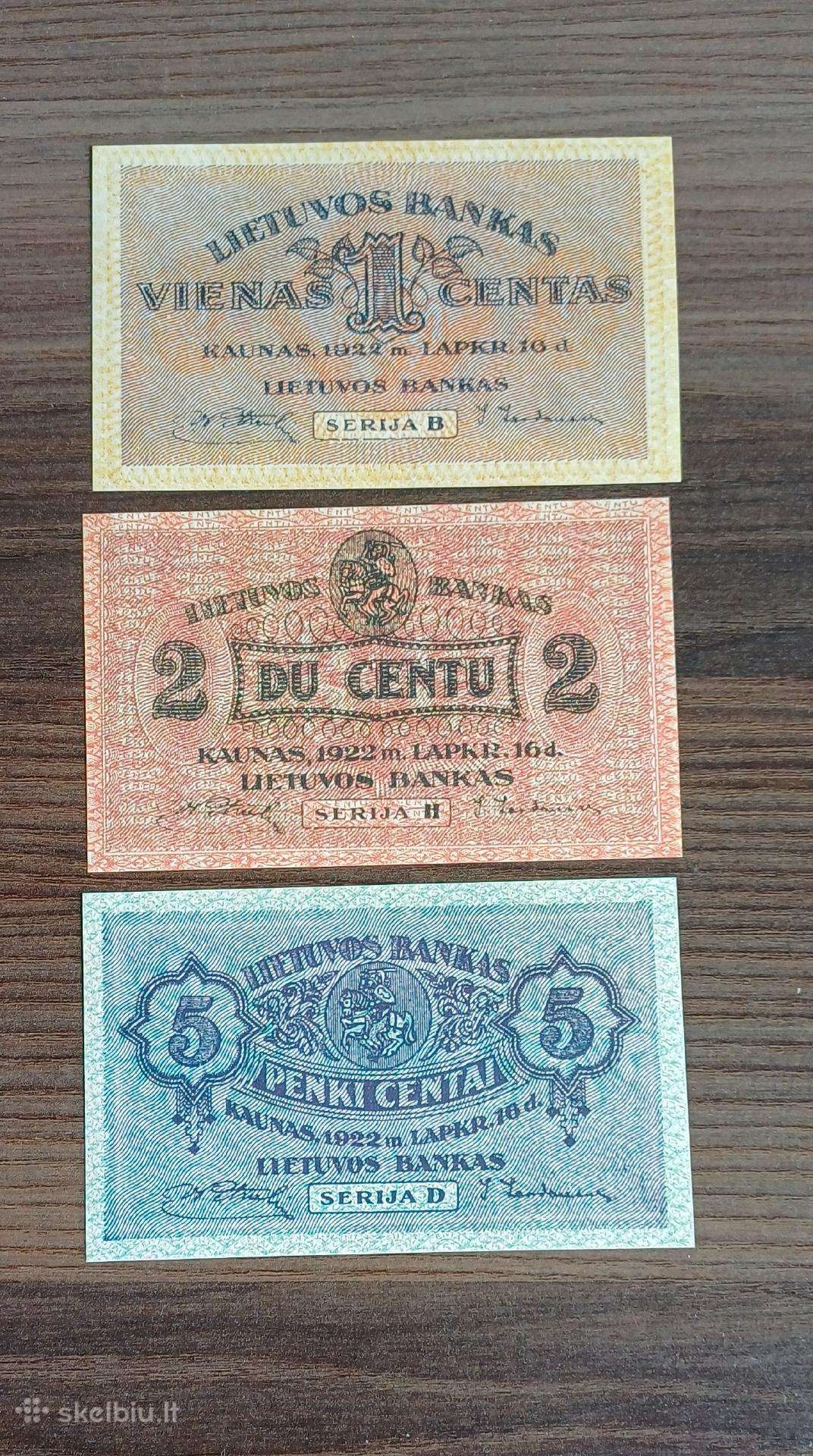 1922 m. popieriniai centai Reprodukcija