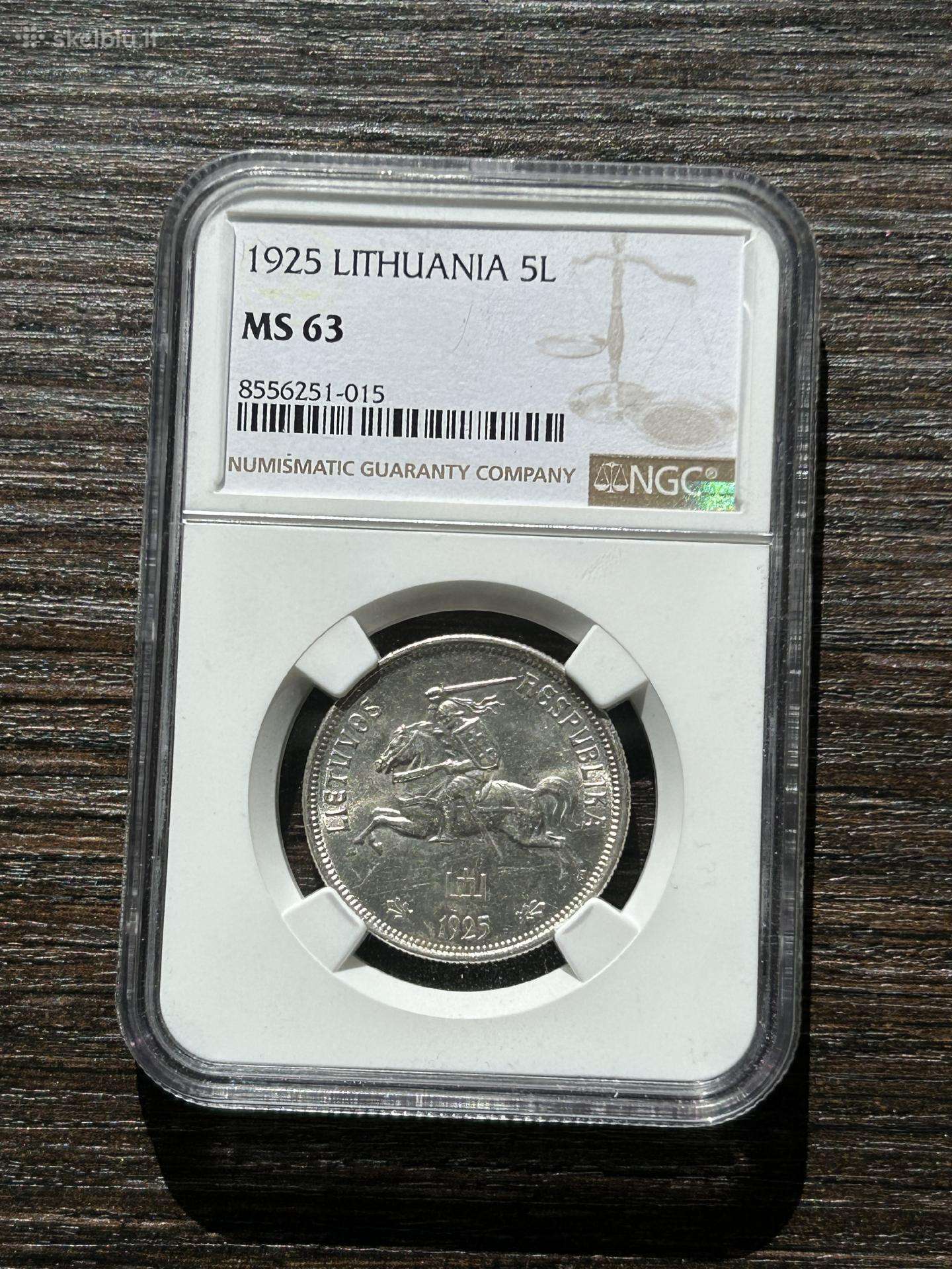 Lietuva 5 Litai 1925 Ngc Ms63