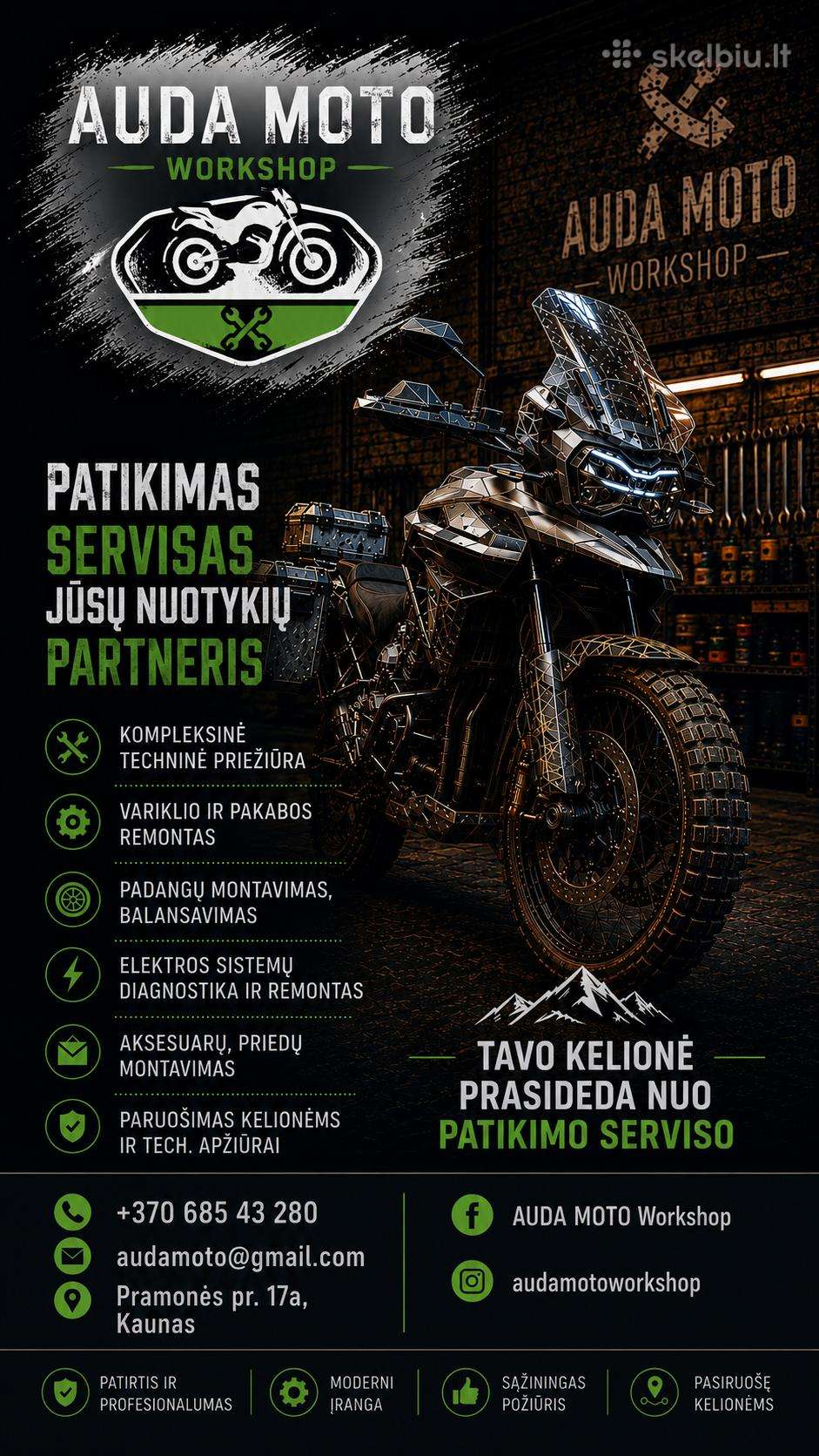 Auda Moto Workshop – Motociklų priežiūra, remontas