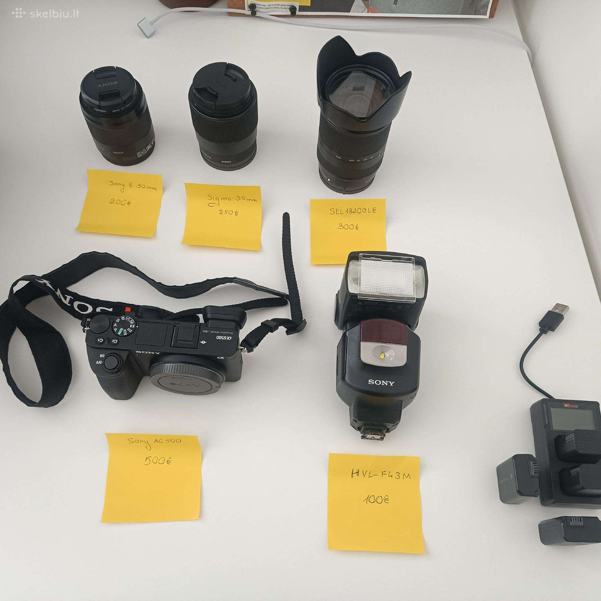 Sony A6500 fototechnikos komplektas su priedais