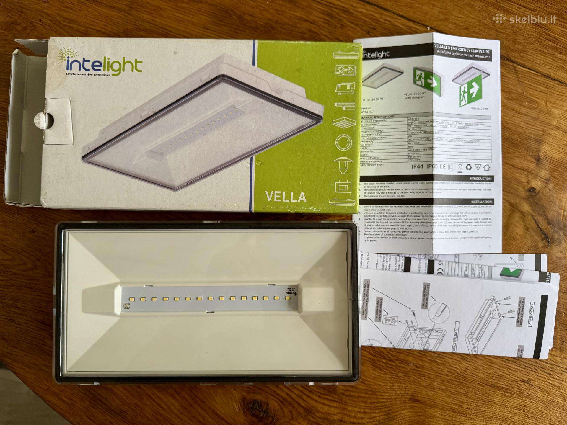 Intelight Vella LED avarinis šviestuvas Ip65
