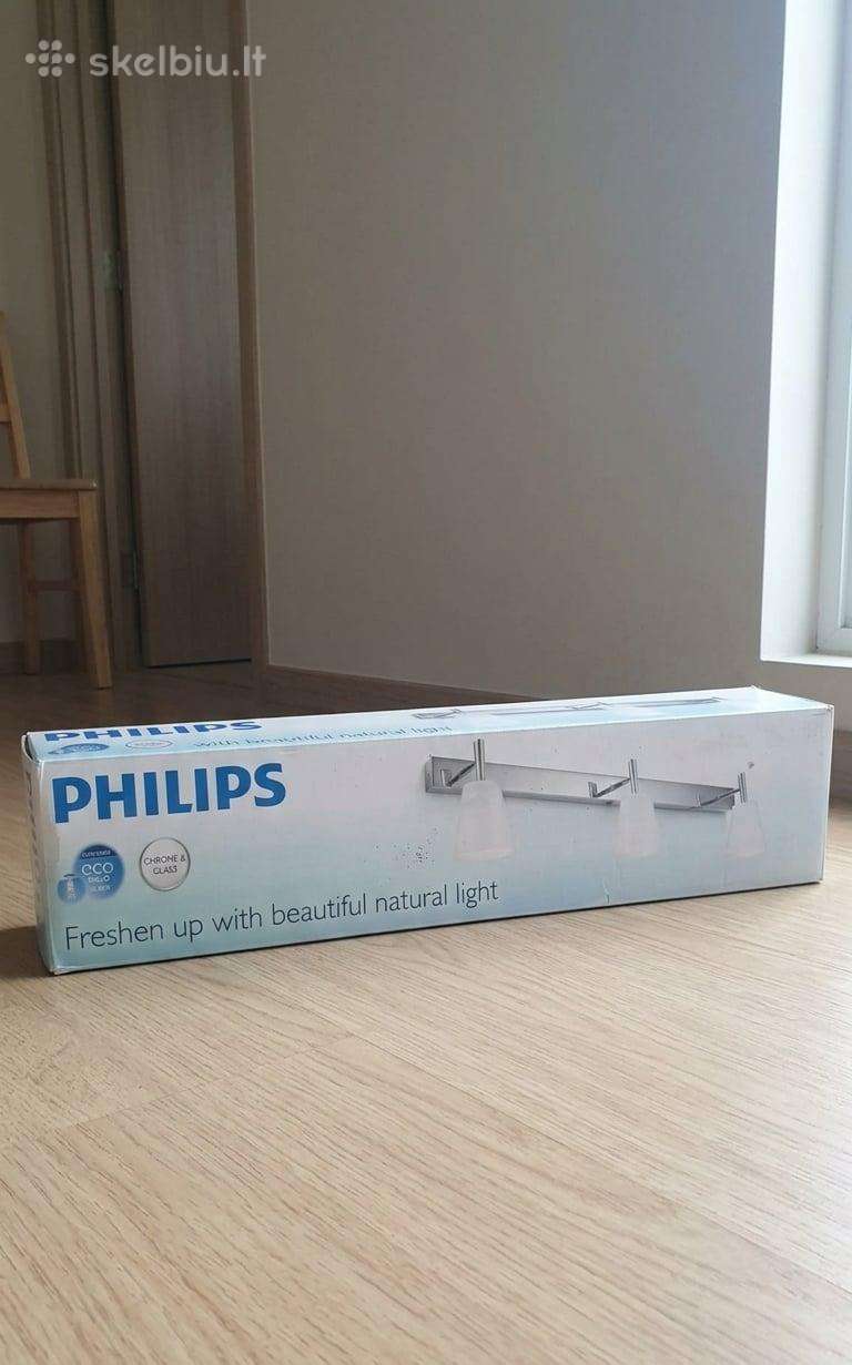 Philips sieninis vonios šviestuvas chromas-stiklas