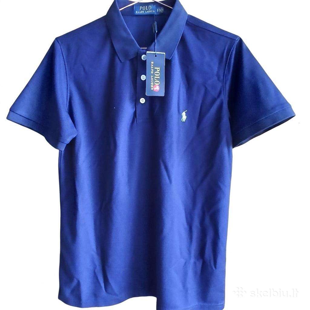Mėlyni Polo Ralph Lauren Marškinėlia (Baltas Logo)