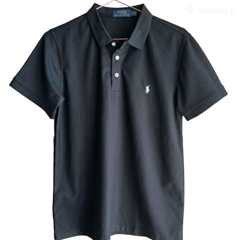 Juodi Polo Ralph Lauren Marškinėliai (Baltas Logo)
