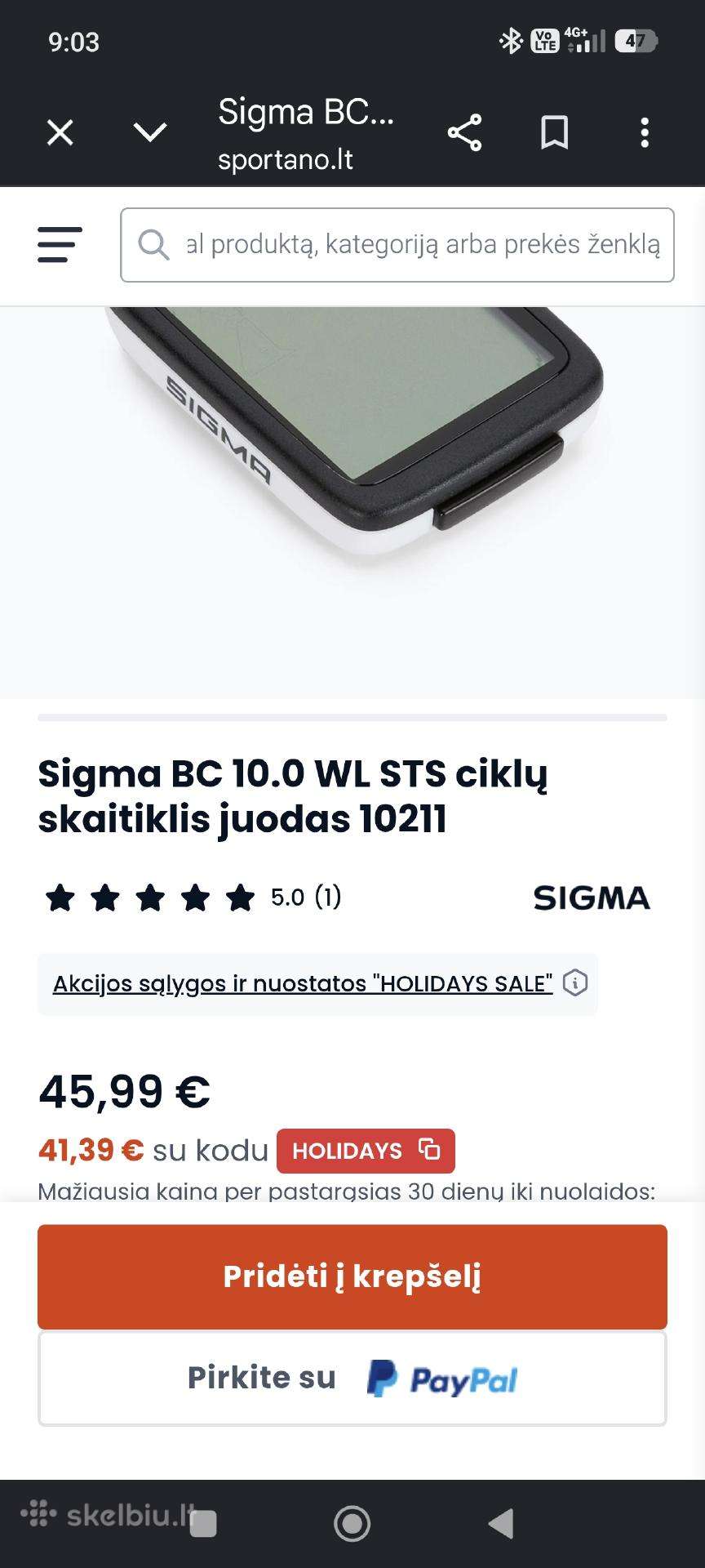 Sigma Bc 10.0 Wl Sts ciklų skaitiklis