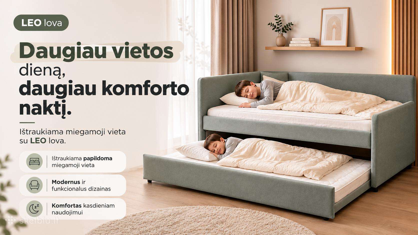 Vaiku kambario, miegamosios lovos. Išpardavimas