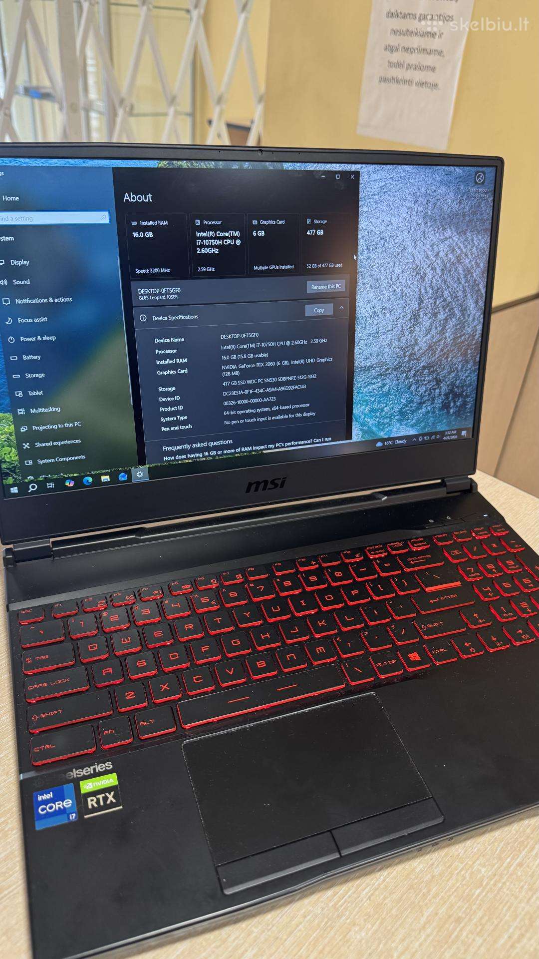 Msi gl65 leopard rtx2060