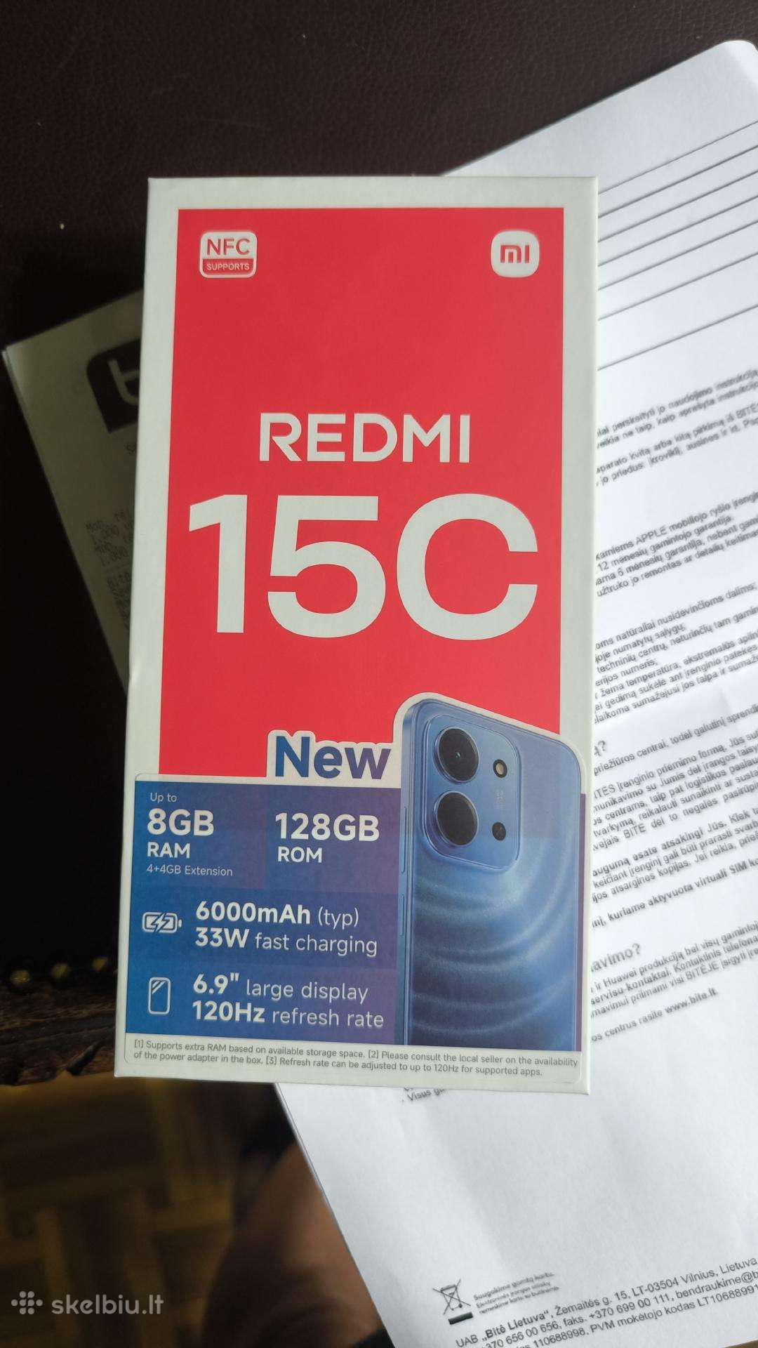 Naujas Redmi 15c 8gb RAM 128gb su garantija