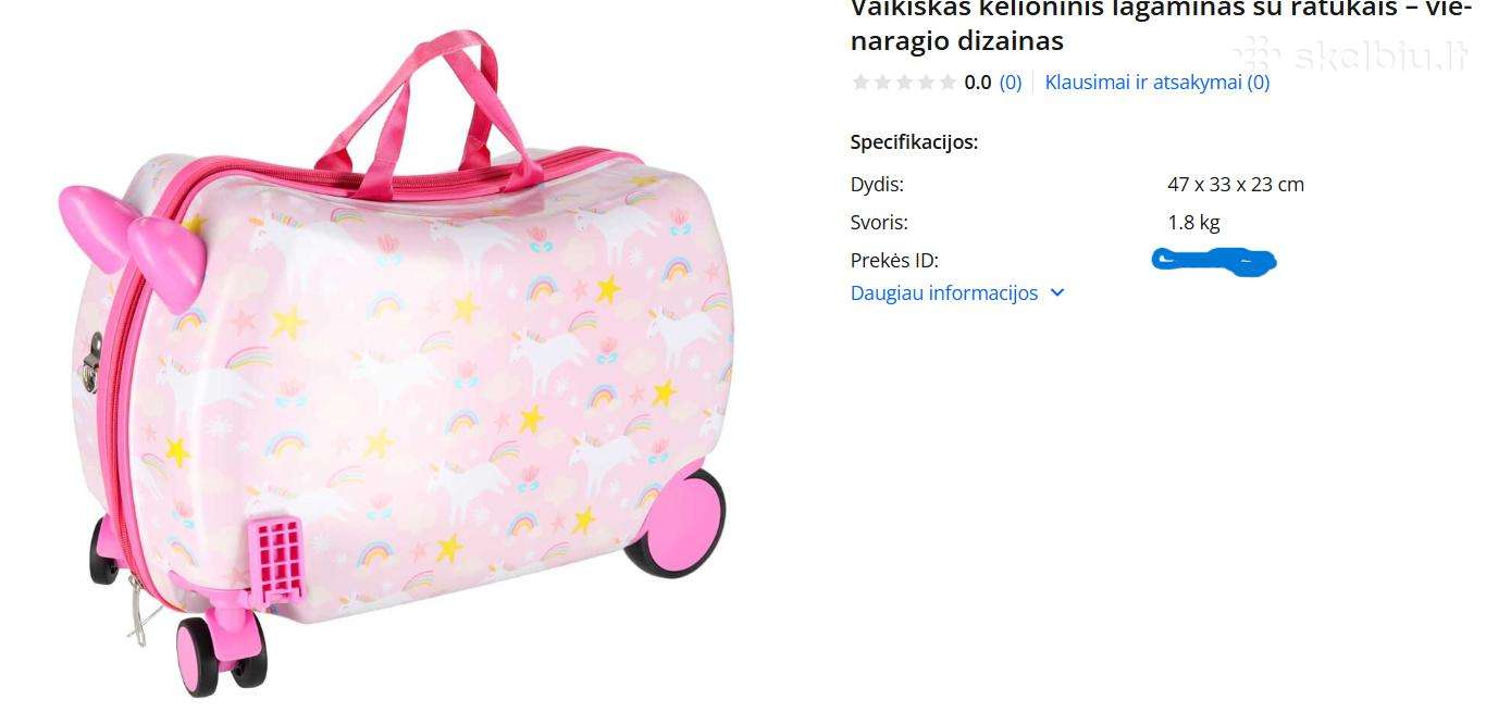 Vaikiškas kelioninis lagaminas su ratukais