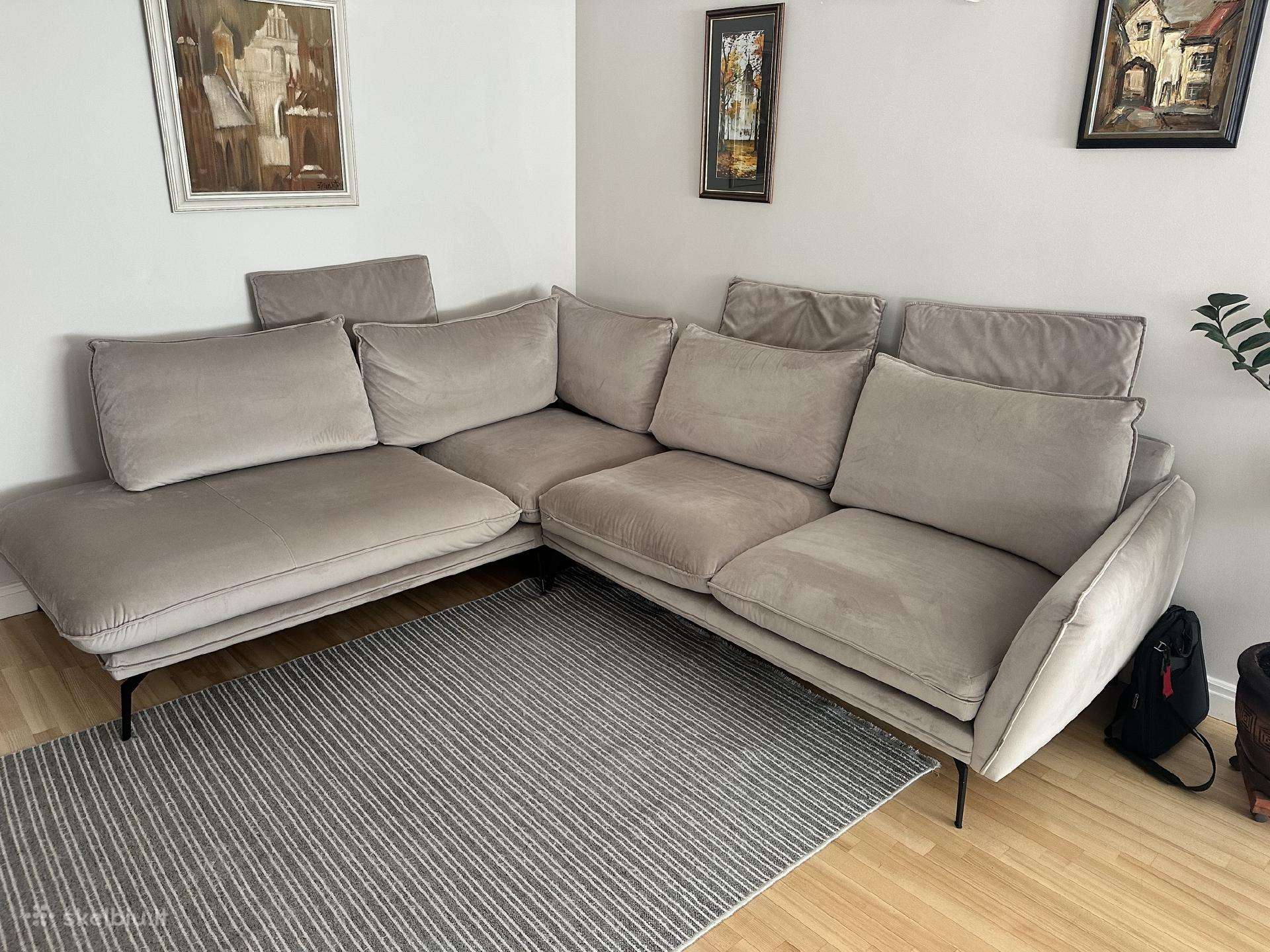 Veliūrinė sofa, kampas, Bellus Style