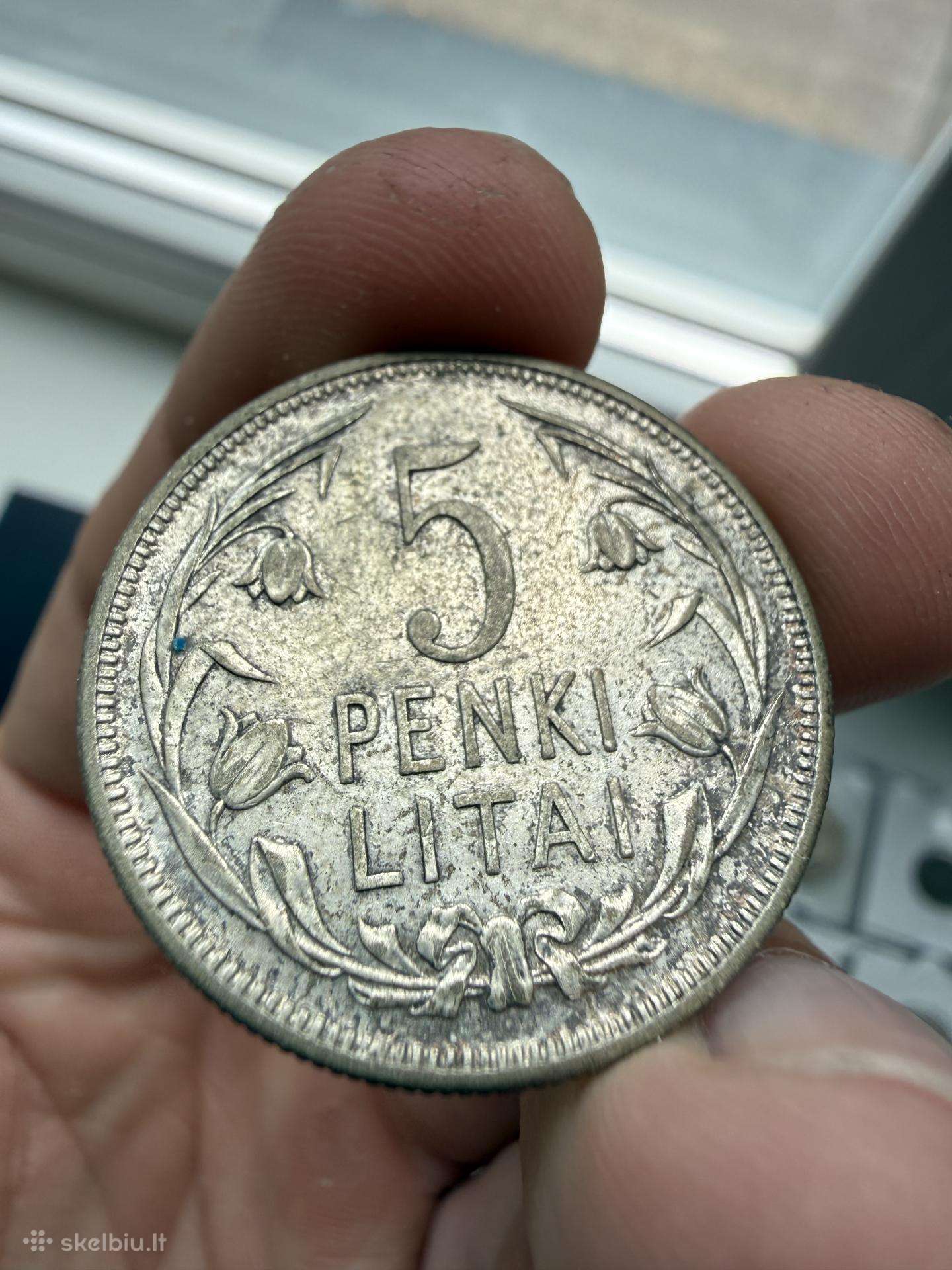 1925 m. 5 litai linai/tulpės
