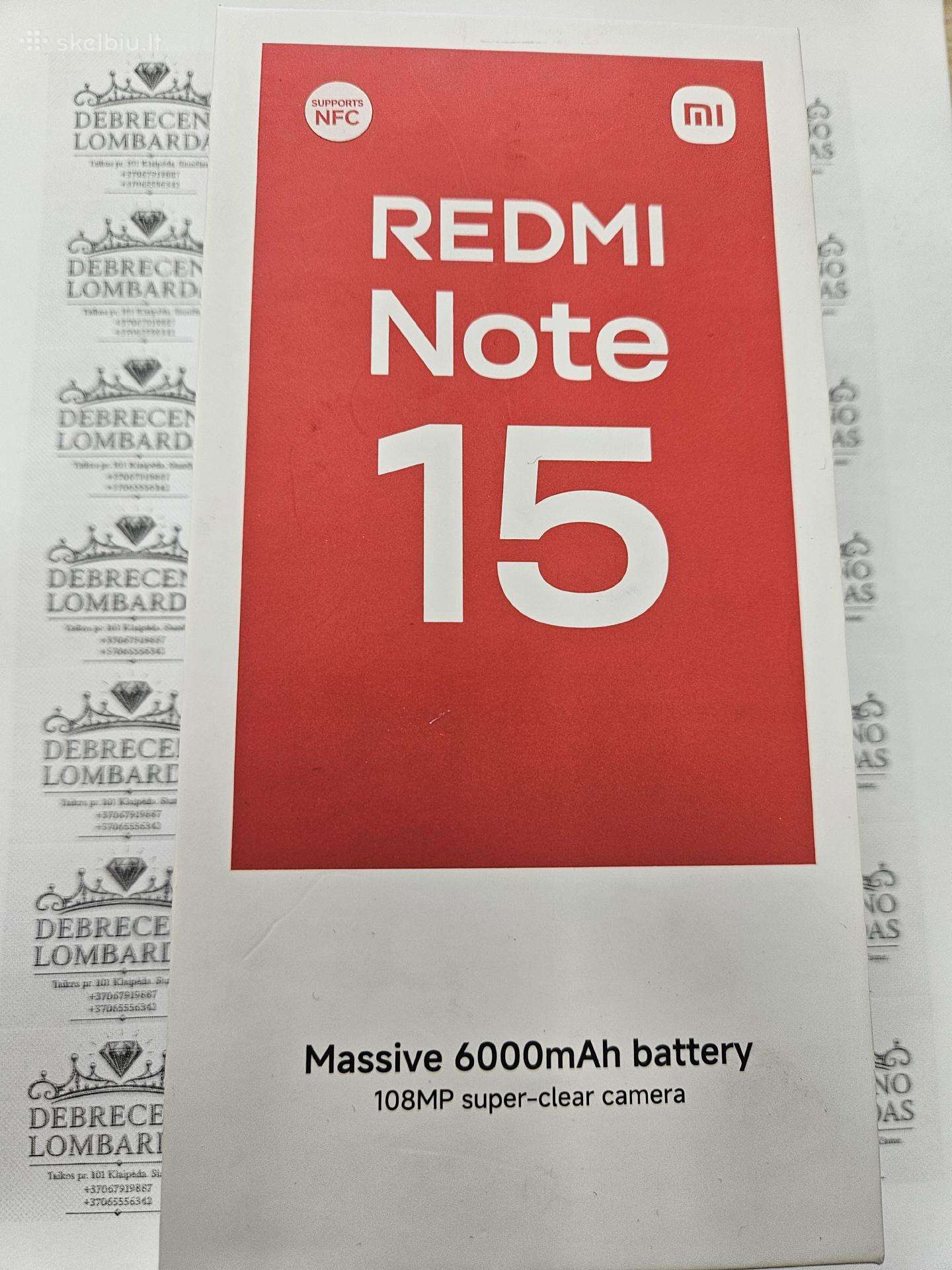 Kaip naujas Redmi note 15 6/128gb. Taikos pr 101 K