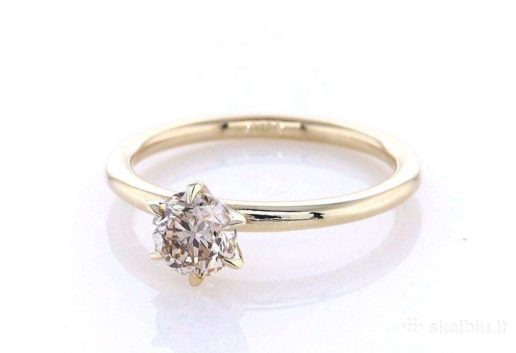 14k aukso žiedas su natūraliu deimantu ,0,51 ct