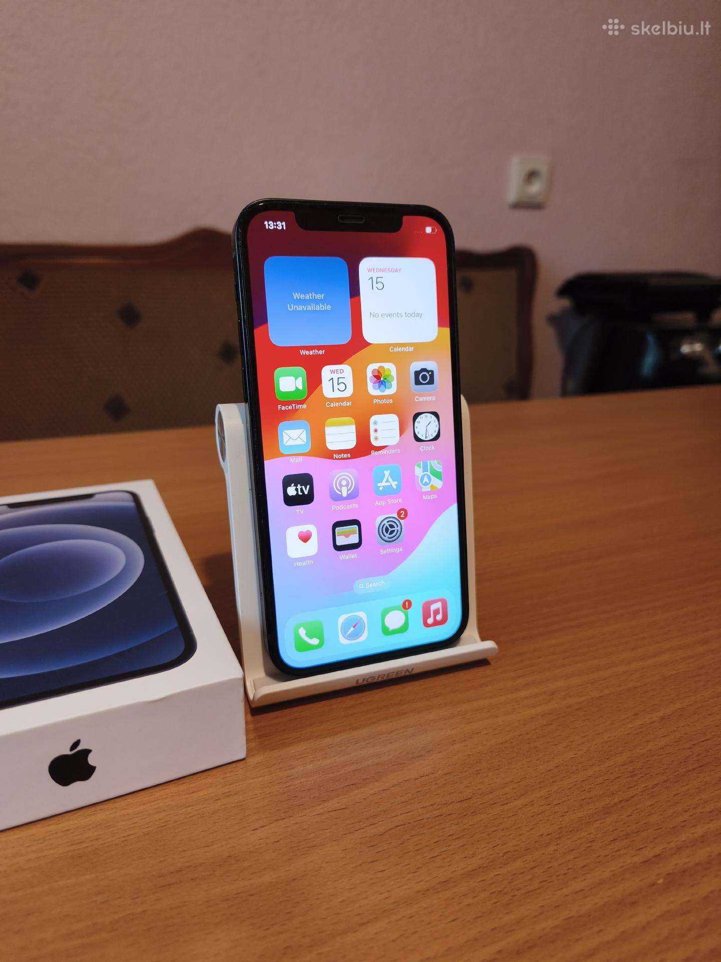 Juodas iPhone 12, 64gb, 100% Battery health