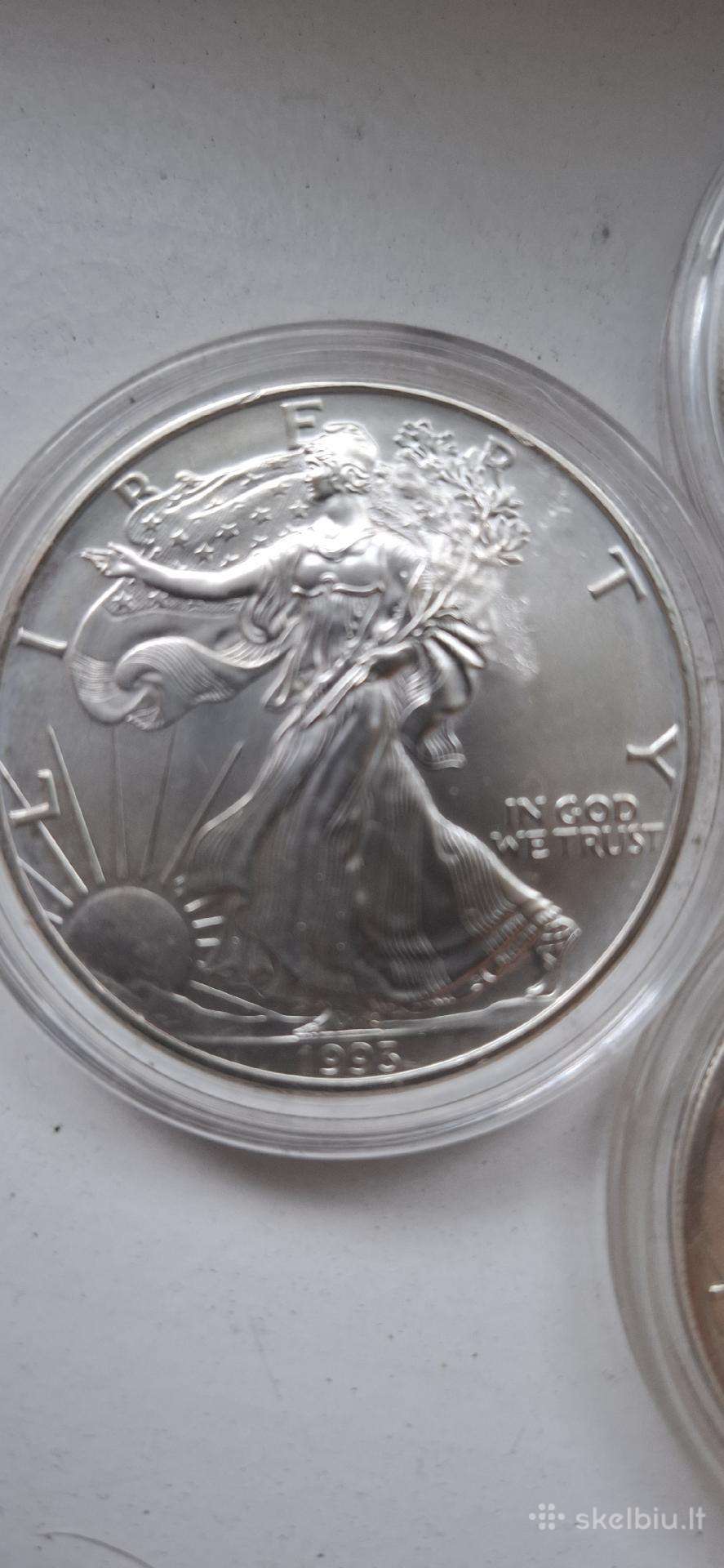 Sidabrines 1oz monetos Amerikos ereleiai