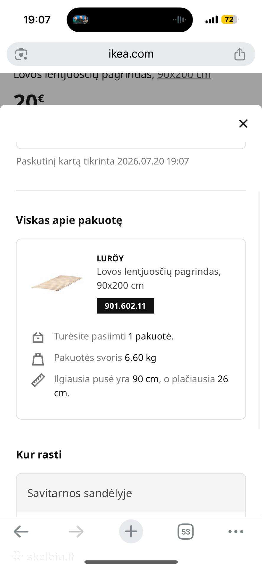 Ikea lameles 90x200 lovos groteles, lentjuostes