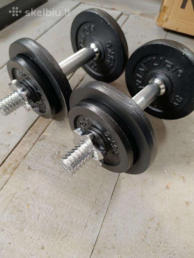 2 hanteliai po 10kg metaliniai nauji