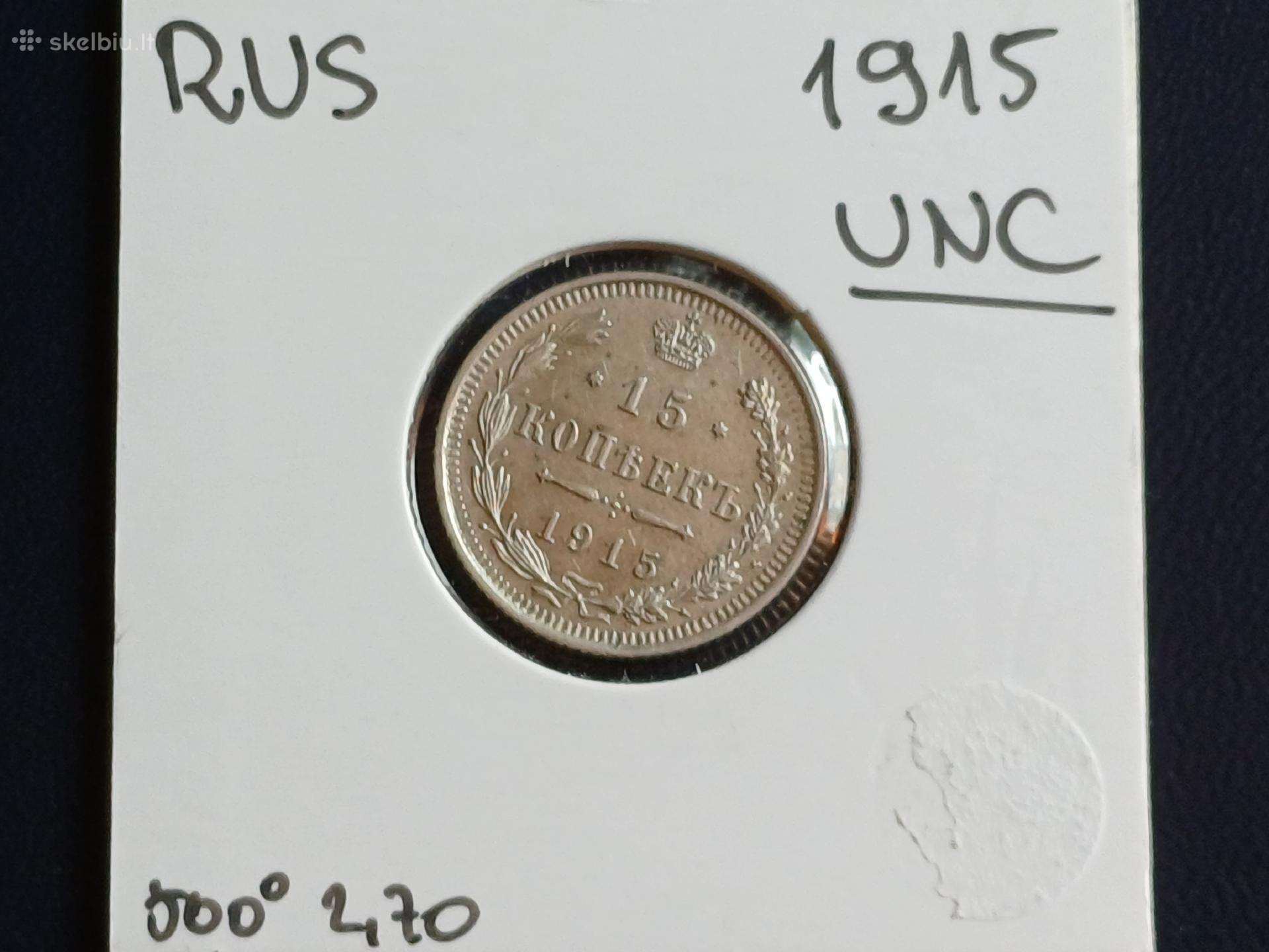 15 kapeikų 1915m. sidabras unc.