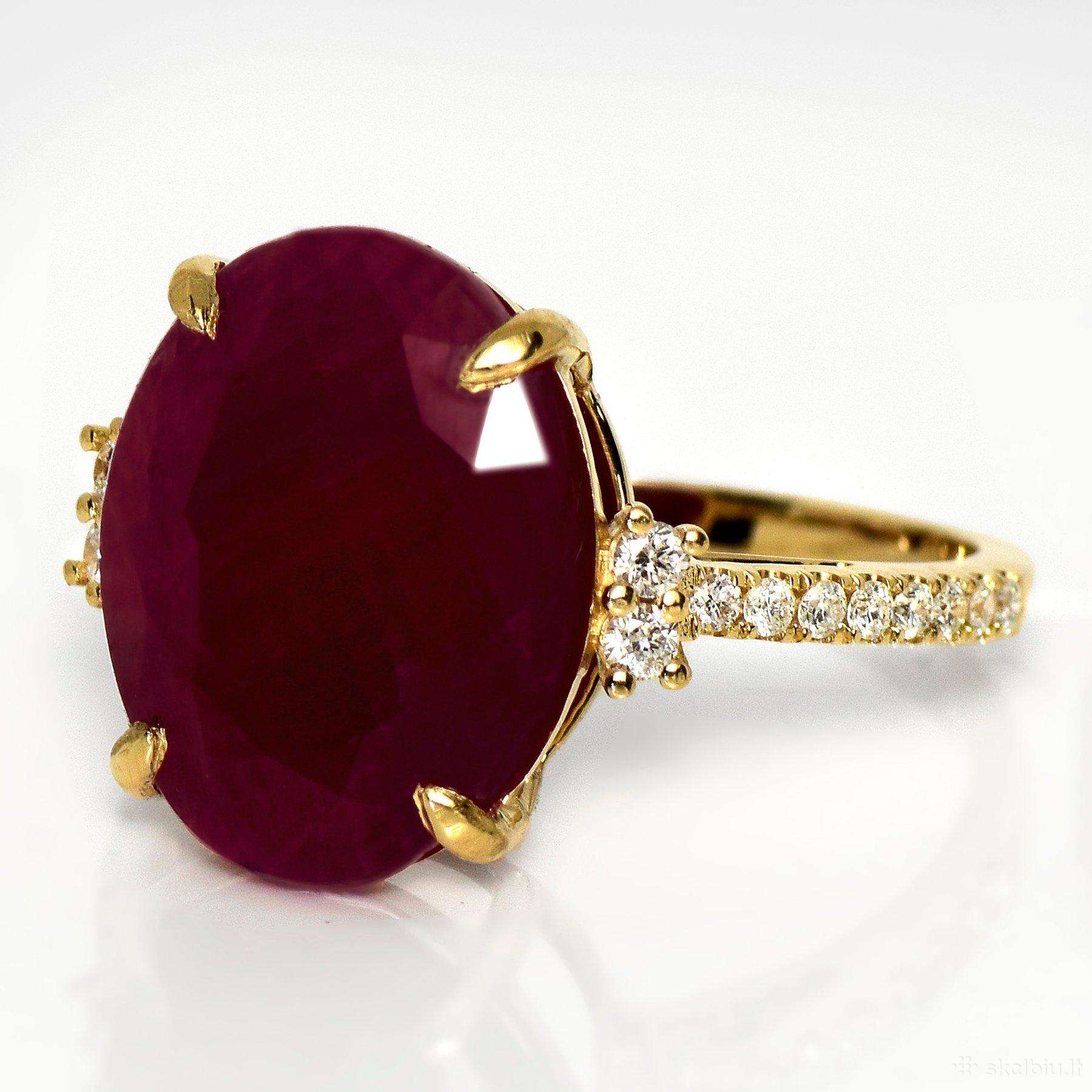 Aukso žiedas su nekaitintu 5,37 ct. rubinu