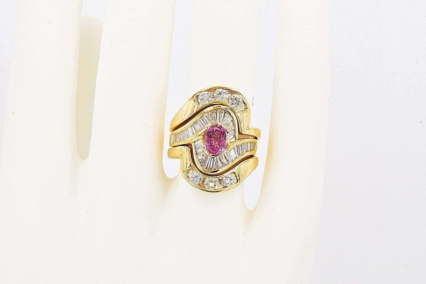 Žiedas su deimantais ir špinele (13 gr., 3,2ct)