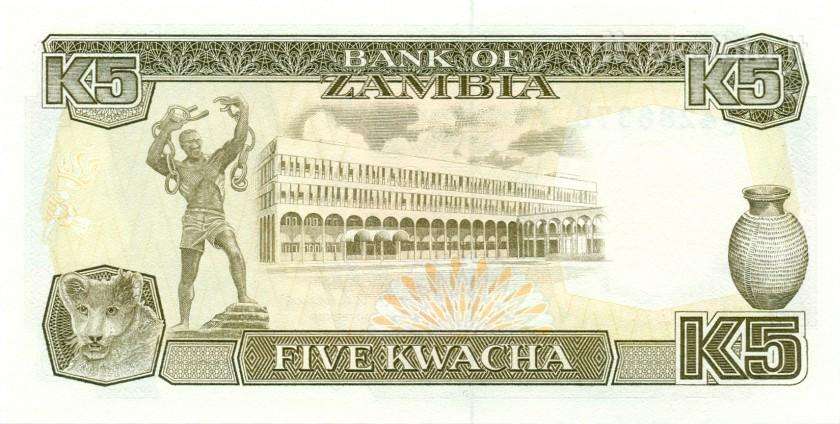 Zambia 5 kwacha 1989. Unc. P