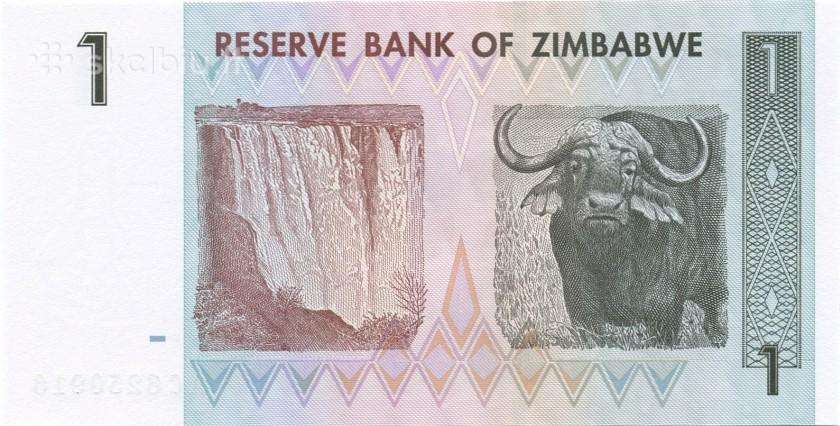 Zimbabwe 1 dollar 2007. Unc. P