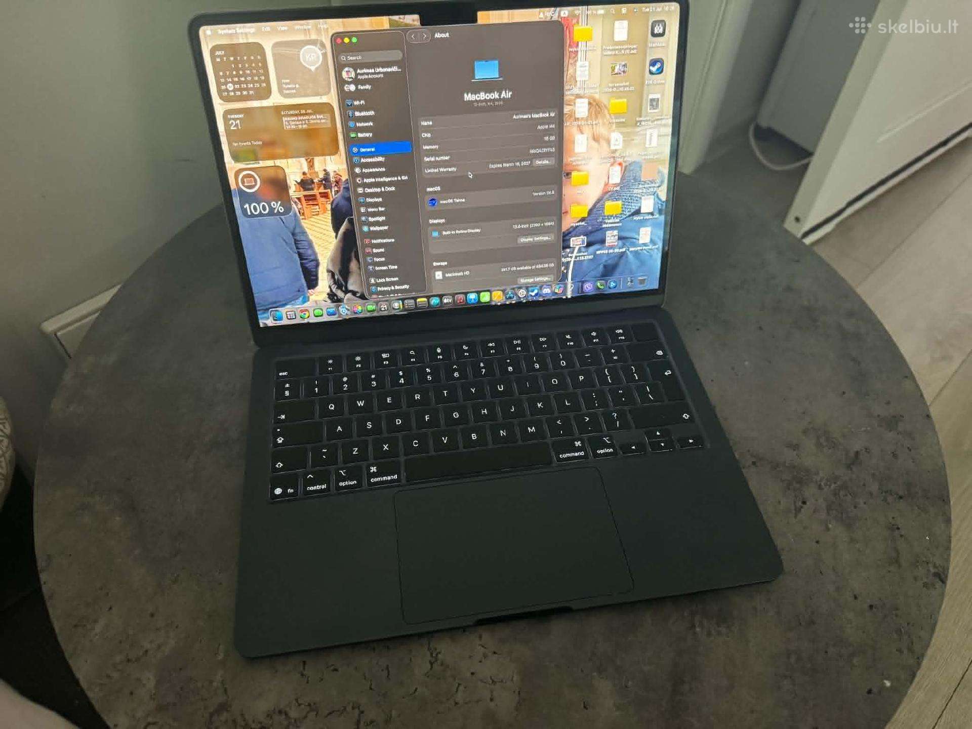 MacBook Air M4 be naudojimo žymių 500gb