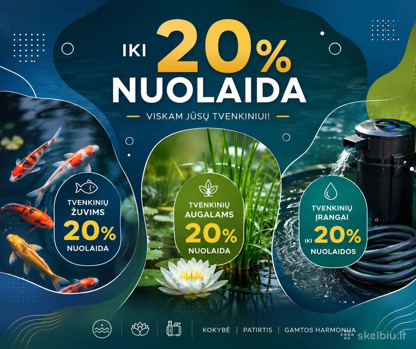 Ekonomiškos ilgaamžės orapūtės tvenkiniui kudrai