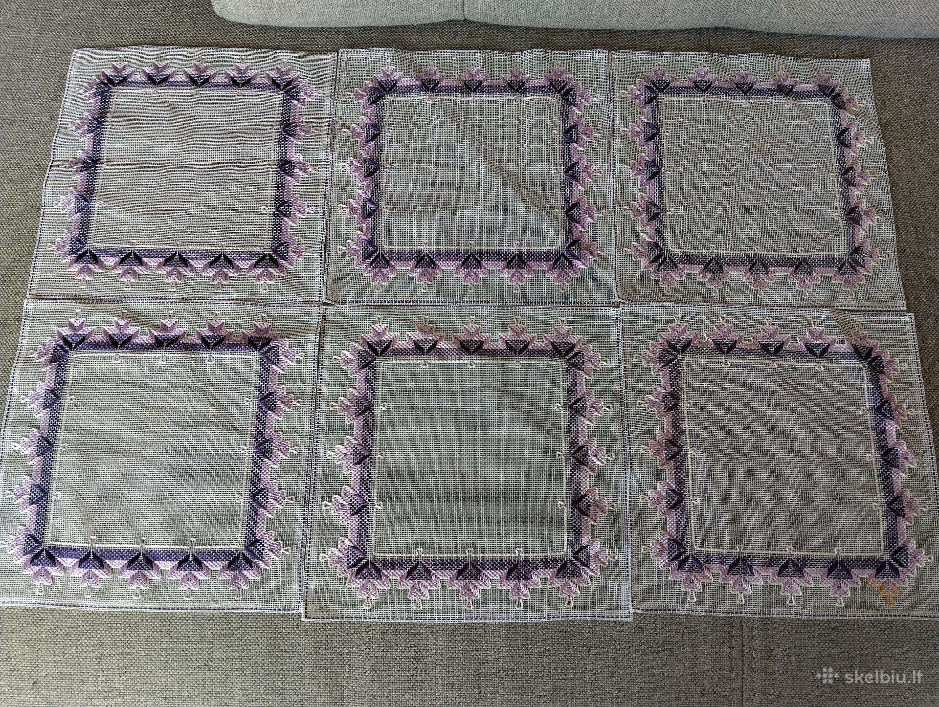 Rankų darbo servetėlės (6, 22x22 cm)
