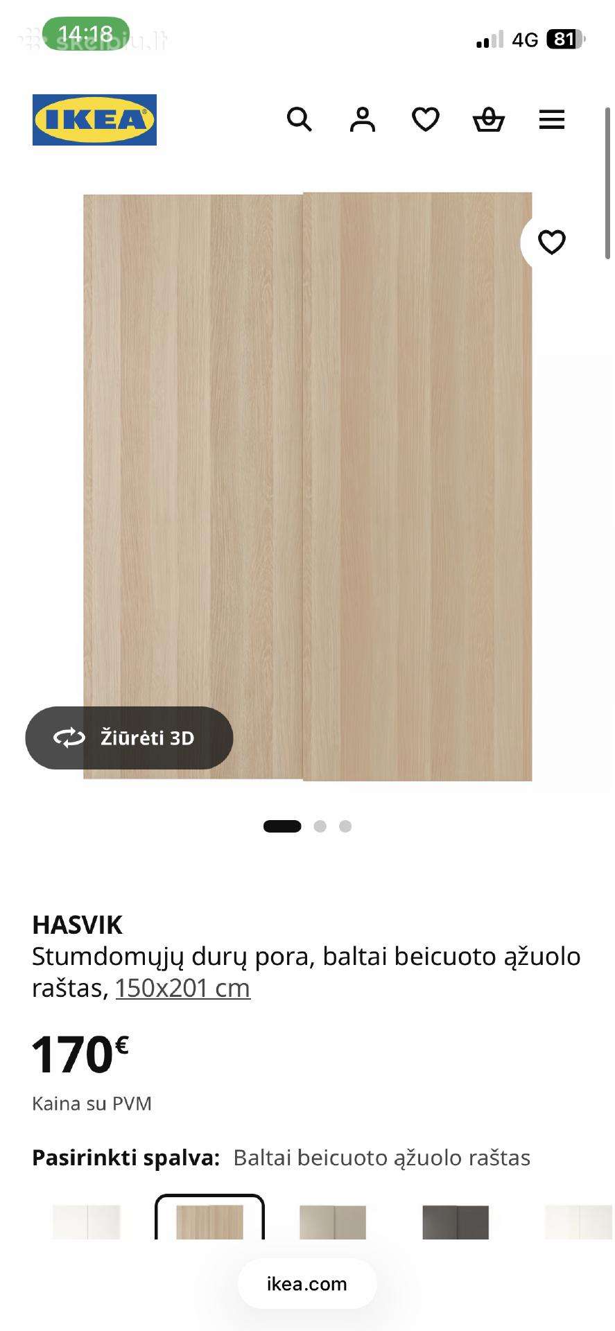 Ikea Hasvik Naujas spintos duru komplektas