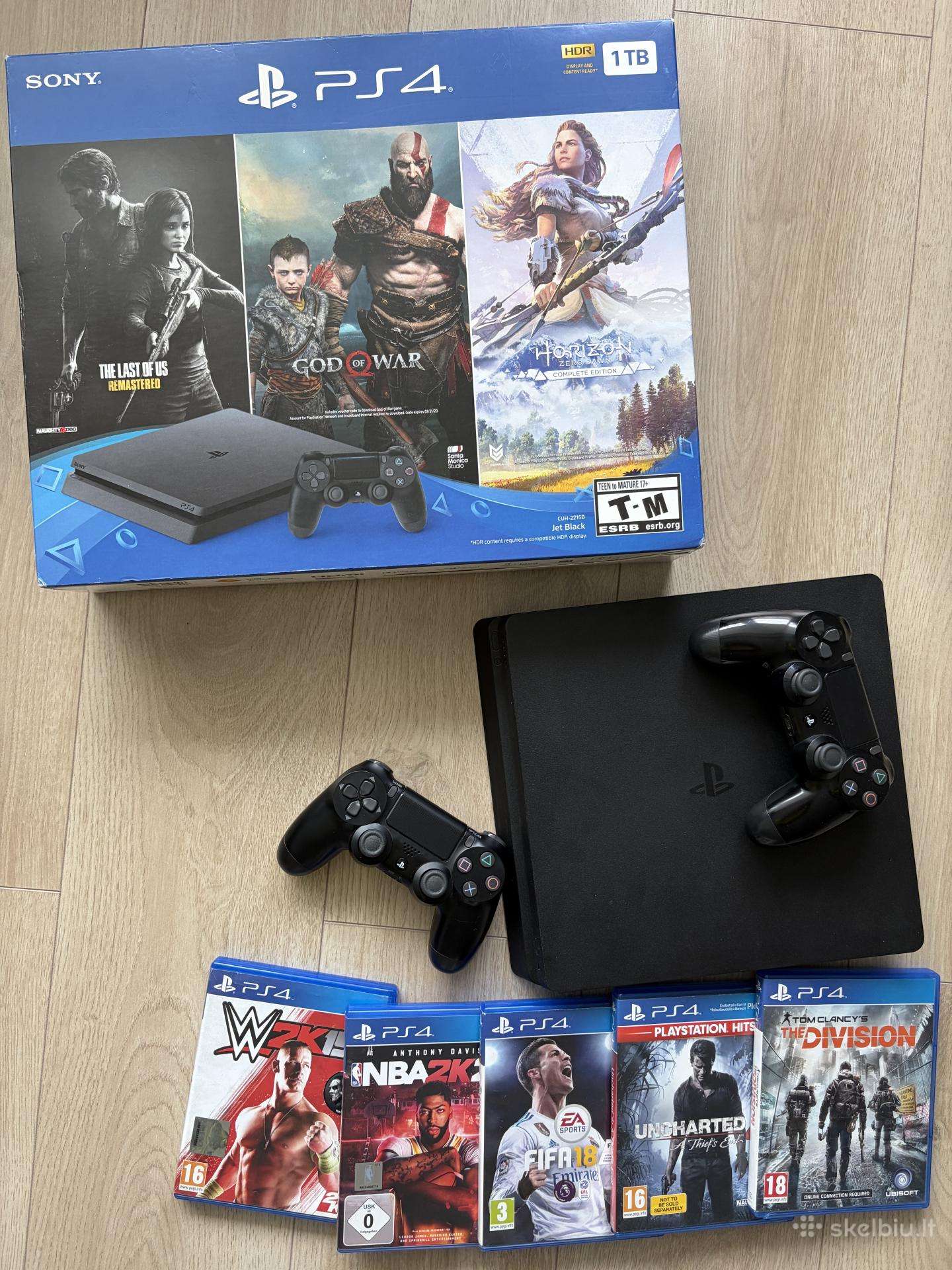 Playstation 4 Slim 1tb + 5 žaidimai
